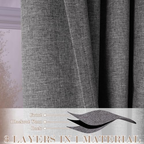 Fcosie Pinch Pleat Linen Look Curtains 120 Inches Extra Long | Total