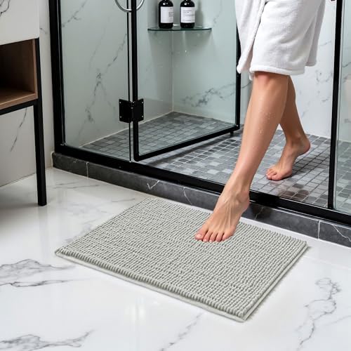 SUBRTEX Bathroom Rugs Chenille Bath Rug Soft Short Plush Bath Mat Soft