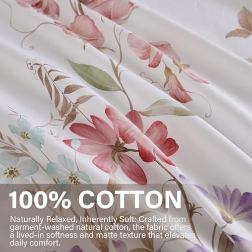 100% Cotton Duvet Cover Queen Size – Pastel Lavender Print Vintage