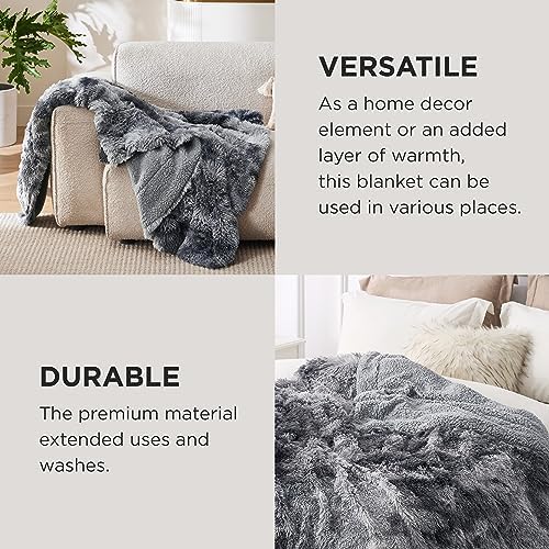 Bedsure Faux Fur Fluffy Sherpa Throw Blanket Couch Twin Grey 60"x80"