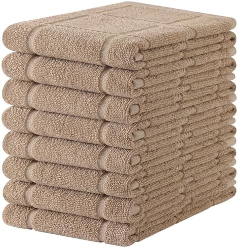 Homaxy 100% Cotton Kitchen Towels 18"x28", 8 Pack Dish Towels, Khaki