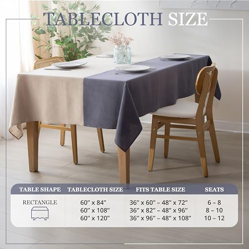Linen Table Cloth for Rectangle Table 60x120 in - 100% Flax Fabric