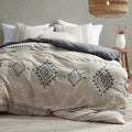 Oli Anderson Boho Duvet Cover Queen Size, Beige & Gray, 3 Pieces