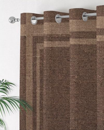Brown Linen Curtains 96 inches Long for Living Room Bedroom Rustic