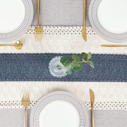 FEXIA Boho Table Runner for Home Decor 12x108 Blue Fall Rustic