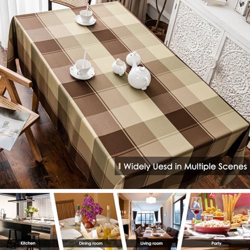 Melodieux Plaid Check Rectangle Tablecloth Holiday Outdoor Table Cover