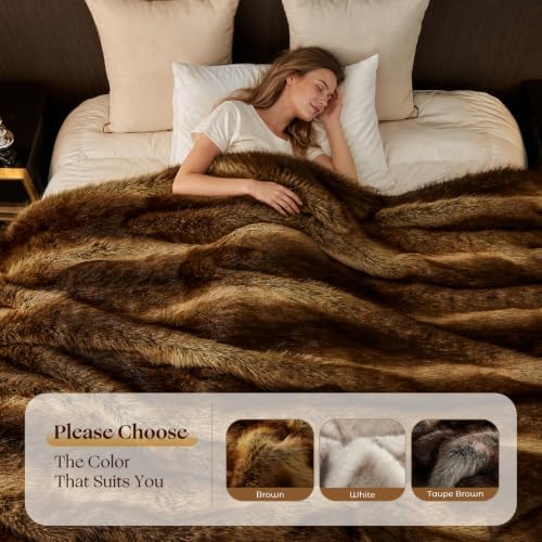 GEMBED Fluffy Faux Fur Throw Blanket - Thick Warm Blanket 60"x80"