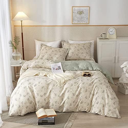 LifeTB Garden Style Floral Duvet Cover Queen Soft Cotton Boho Floral
