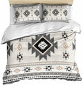Gray Beige Boho Bedding Duvet Cover Queen Size - 1 Quilt Cover 90x90