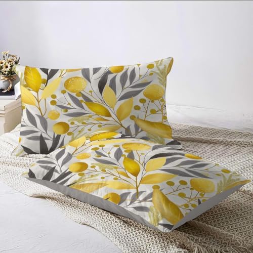 Grey Elegant Plant Forest King Duvet Cover Set Microfiber, 3 Pieces