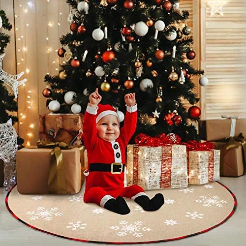 OurWarm 48 Inch Red and Black Buffalo Plaid Tree Skirt