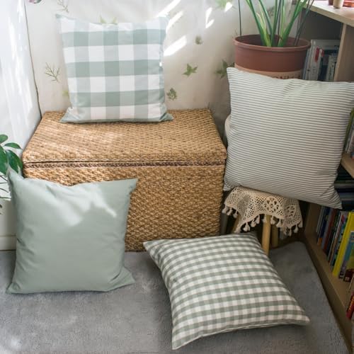 HOPLEE Farmhouse Sage Green Fall Pillow Covers 22x22 Cushion Cover