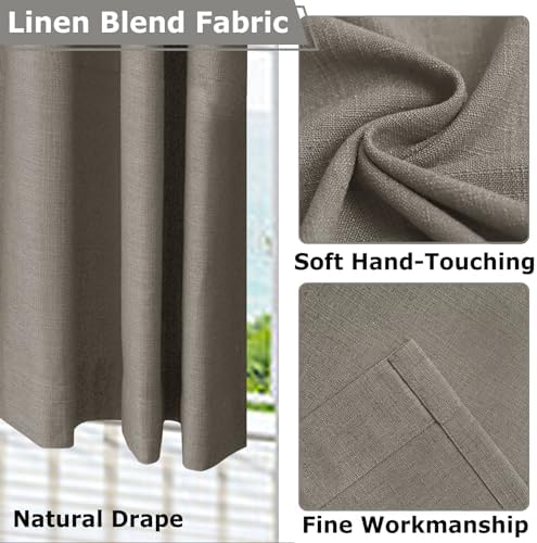 Frelement Extra Long Light Filtering Curtains Linen Curtain Panels for