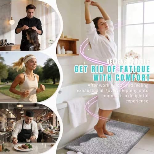 Yimobra Non Slip Machine Washable Bathroom Rug 60x24 Grey and White