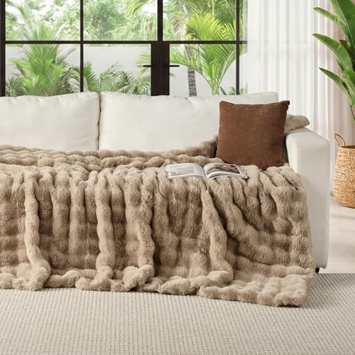 Lotus Karen Faux Fur Blanket - Big Bubble Rabbit Fluff Twin Size