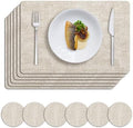 MOSAYT Faux Leather Placemats Set of 6, Heat Resistant Wipeable