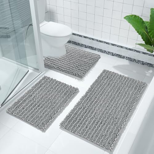 Yimobra Bathroom Rugs Sets 2 Piece, Luxury Chenille Shaggy Bath
