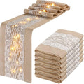 Tudomro 6 Pcs Burlap Table Runner with LED String Lights