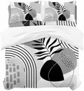 Grey Boho Geometric Duvet Cover Set, Vintage Ethnic Abstract Lines