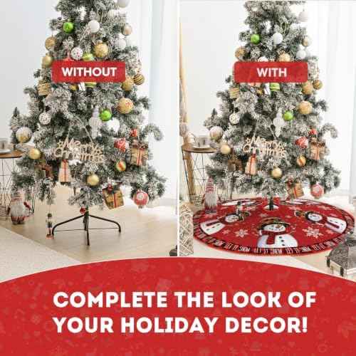 AVOIN colorlife 48 Inch Snowman Christmas Tree Skirt