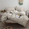 2-Piece 100% Washed Cotton Duvet Cover Simple Style Bedding Set with