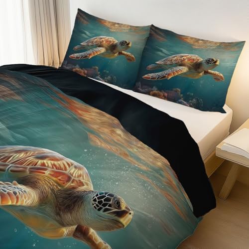 Duvet Cover Set California King, 3pc Reversible Surrealism Underwater