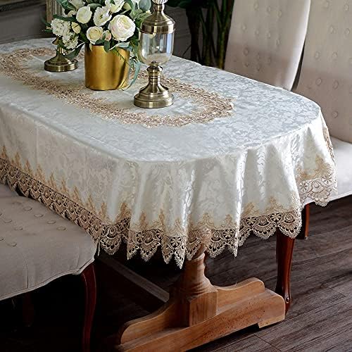 ARTABLE Oval Lace Tablecloth Light Brown Vintage Farmhouse