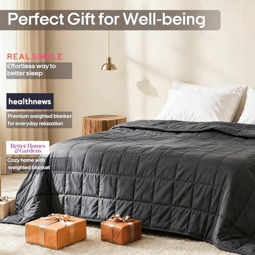 ZonLi Weighted Blanket for Adults (48"x72", 12lbs, Dark Grey)