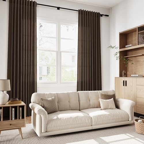 Chocolate Linen Curtains 72 Inch Long for Living Room Bedroom