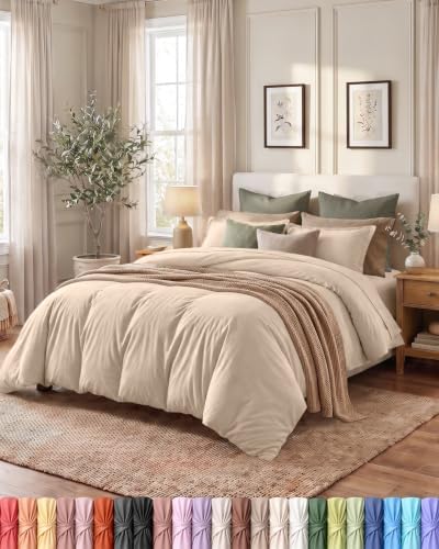 Duvet Cover Full, 3 Piece Cotton Like Polyester With Zipper Closure