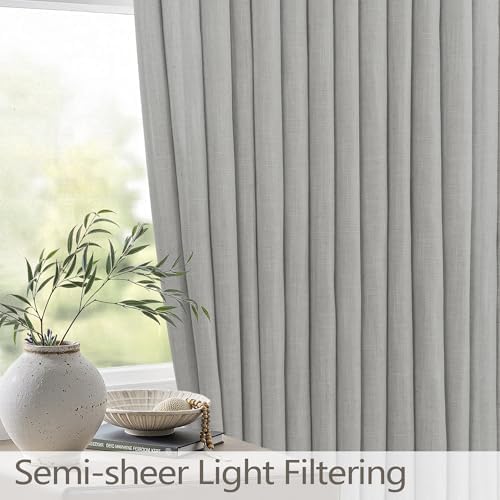 Grey Bedroom Curtains 63 Inch Length for Living Room 2 Panel Back Tab