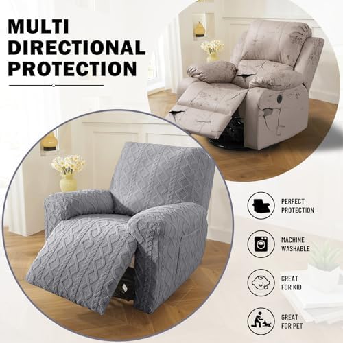 vctops 4-Piece 1-Seat Recliner Chair Covers, Grey