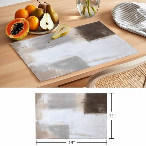 Placemats Set of 8, Grey Brown Woven Placemat, Linen Place Mats for