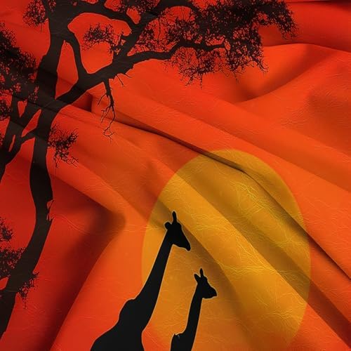 California King Duvet Cover Set African Sunset Giraffes Bedding with