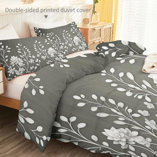 Microfiber Reversible Duvet Cover King Size - Minimalist Plants