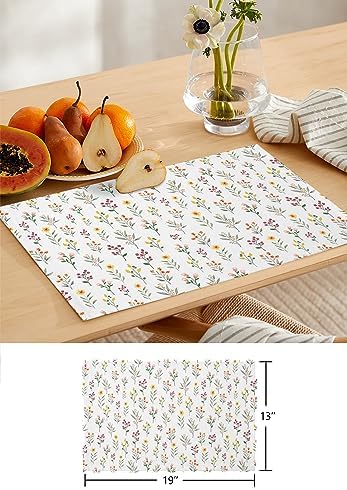 Farmhouse Pastoral Flower Table Mats Set of 4 with Table Runner