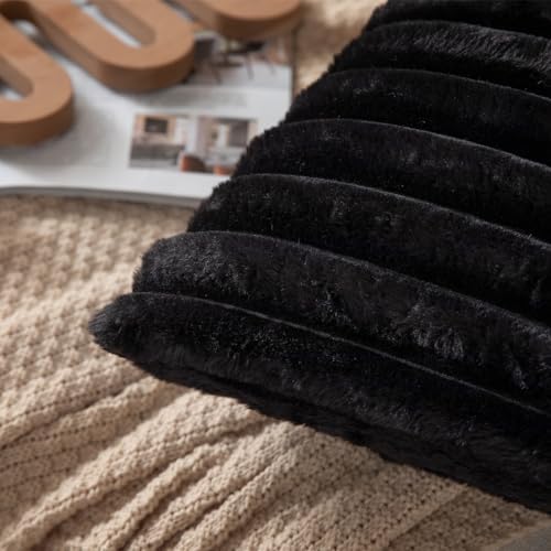DEELAND Pack of 2,Double-Sided Faux Fur Plush Decorative Throw Pillow