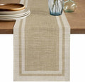 Beige Vintage Table Runner 108 Inches Long, Rustic Farmhouse Retro Art