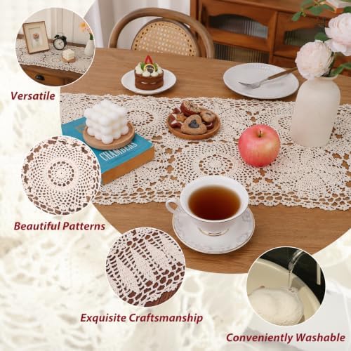 kilofly Handmade Crochet Cotton Rectangular Table Runner