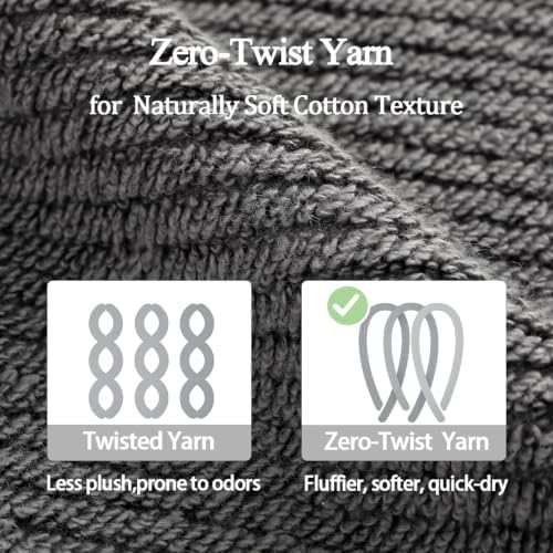 Luxury Bath Towel Set 6 Pcs, 100% Cotton Bathroom Towels, Dark Grey