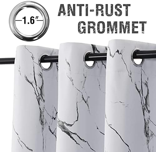 H.VERSAILTEX 100% Blackout Curtains 96 inch Length 2 Panels Set Marble