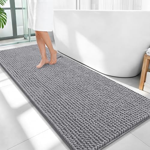 OLANLY Thick Chenille Bathroom Runner Rugs 59x24, Absorbent Bath Mat