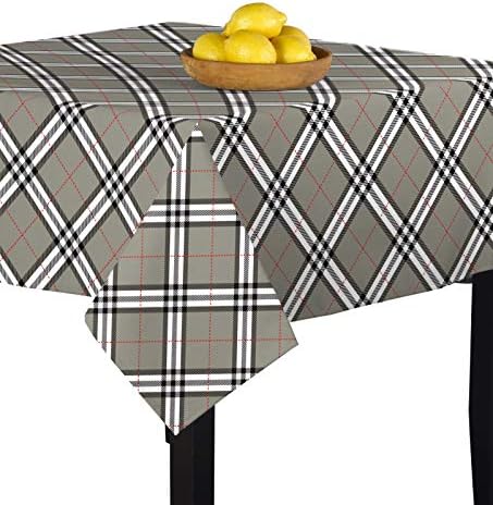 Fabric Textile Products Gray & Black Plaid Tablecloth 70"x70"