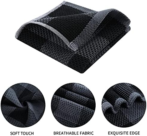 Mordimy Cotton Waffle Weave Dish Cloths, 12"x 12", 6 Pack, Black &