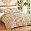 MR&HM Boho Duvet Cover King, Soft Vintage Tufted Bedding, 3-Piece