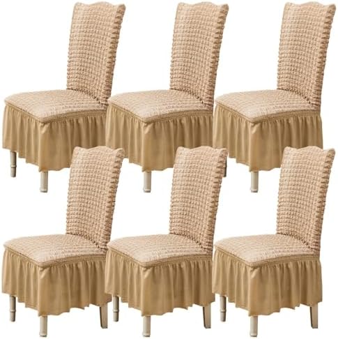 Qubjus Chair Covers for Dining Room Set of 6 Stretch Chair Slipcovers