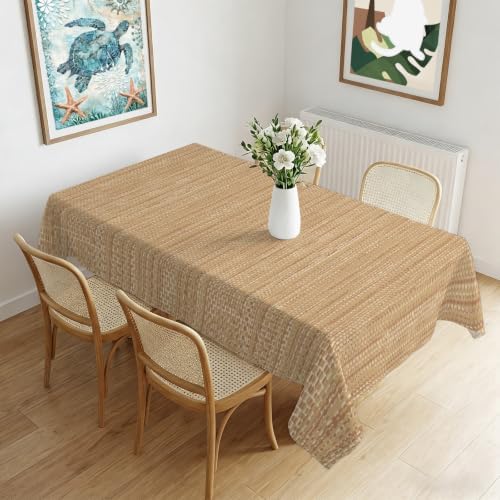 Minimalist Light Brown Waterproof Tablecloth Rectangle Washable Table