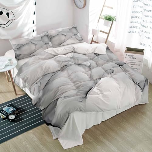 Duvet Cover Set Queen, Modern Natural Marble Gradient Art 3 Piece