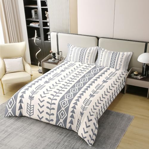 Erosebridal Boho Arrow 100% Cotton Duvet Cover Queen Beige Grey