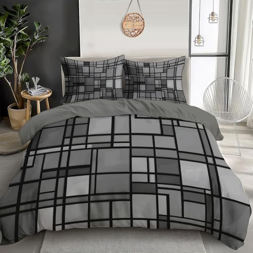 Queen Size Duvet Cover Sets Modern Abstract Bedding Set - Rectangular